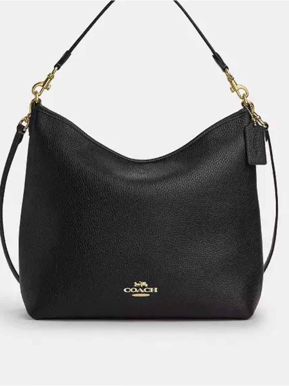 Coach Black Pebbled Leather Hobo with Gold Hardware
